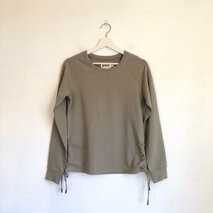 Pact Light Olive Green Side Ruched French Terry Crewneck Sweatshirt Size Small